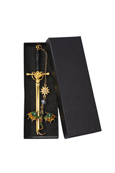 Miniso gift boxE Fantasy Sword Dragon Metal Bookmark Vintage Pendant Teacher ...
