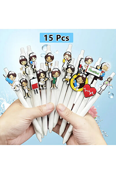 Choice 15 قلم حبر جاف قابل للسحب بتصميمات طبية مرحة، متوفرة بأحجام مختلفة: 15...