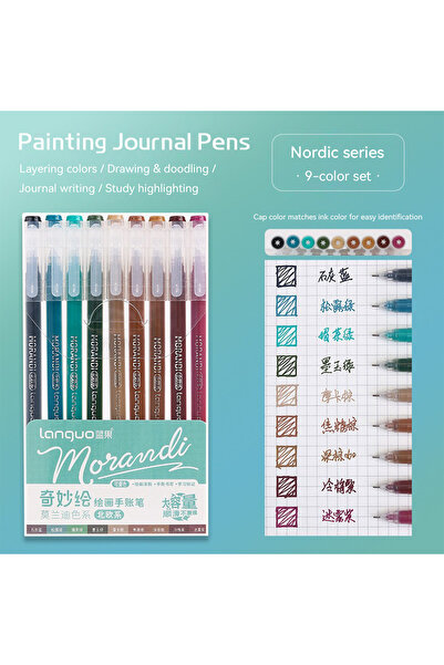 Choice European 9Pcs 9pcs Set Morandi Color 0.5mm Gel Pen for Student Writing...
