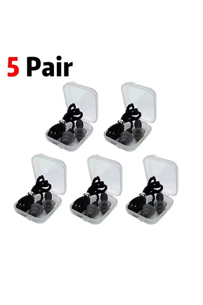 Choice 5 أزواج من سدادات الأذن السوداء المصنوعة من السيليكون المانعة للضوضاء،...