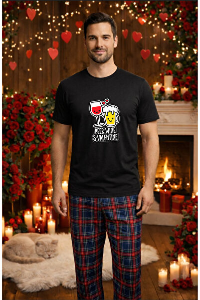 MVRDAR Σετ ανδρικής βαμβακερής πιτζάμας για την Ημέρα του Αγίου Βαλεντίνου, D...