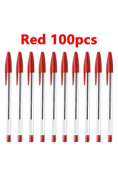 Choice Red 100pcs 50/100Pcs Ballpoint Pens 1.0mm Blue Black Plastic Ball Poin...