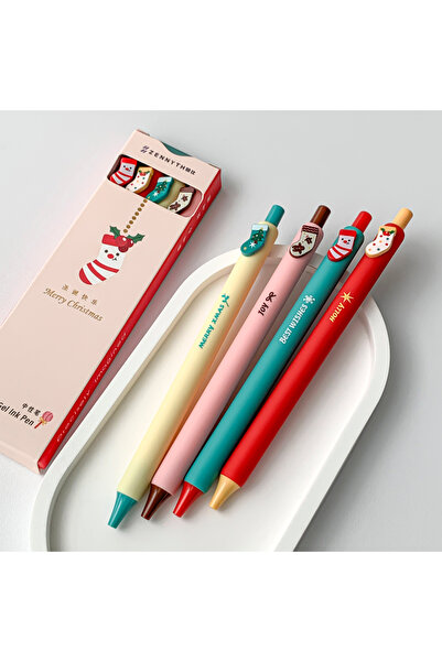 Choice مجموعة هدايا عيد الميلاد، 4 قطع/مجموعة، قلم جل إبداعي لعيد الميلاد، عا...