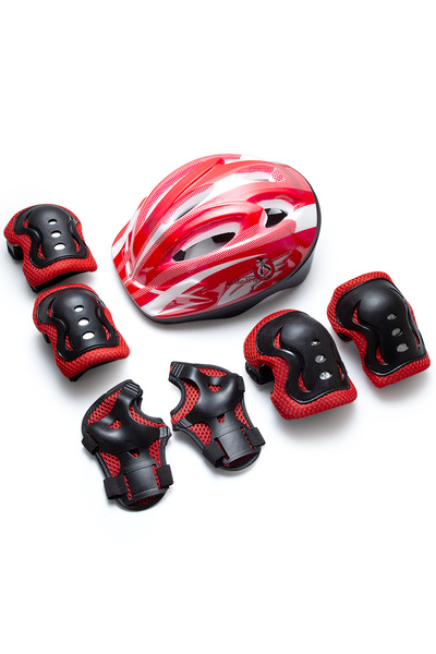 Choice طقم معدات حماية للأطفال مكون من 7 قطع باللون الأحمر، يشمل خوذة ووسادات...