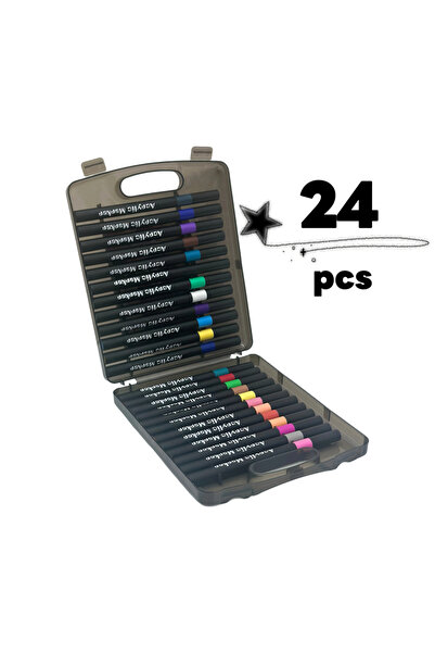 Choice 24 قلم تحديد أكريليك برأس فرشاة ناعمة - ألوان زاهية، لا تسيل، مثالية ل...