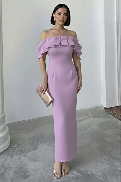 ALFUDO Moda Collection Off Shoulder Flounce Long Graduation Evening Dress