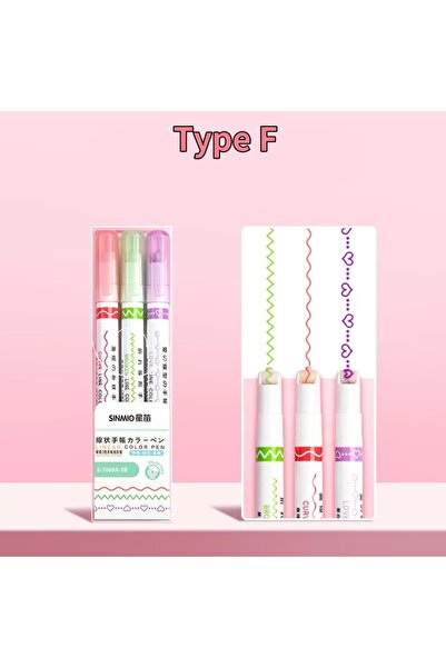 Choice 3pcs 6/3pcs Flower Shape Outline Pens Highlighter Marker Curve Roller ...