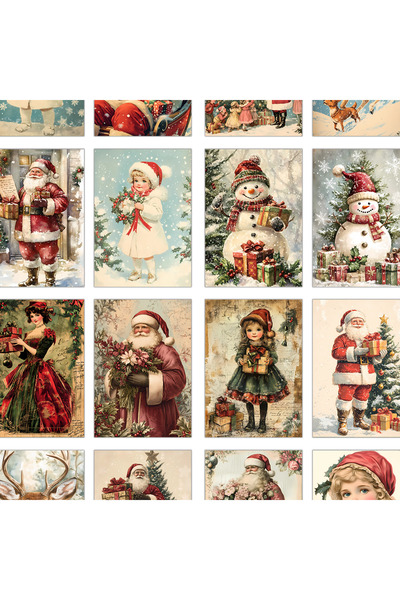 Choice Mixed Color 32pcs, vintage Christmas postcards, Santa Claus, birthday/...