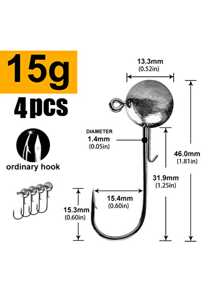 Choice خطافات صيد برؤوس جيج، وزن 15 غرام، 1 غرام، 2 غرام، 3 غرام، 5 غرام، 7 غ...