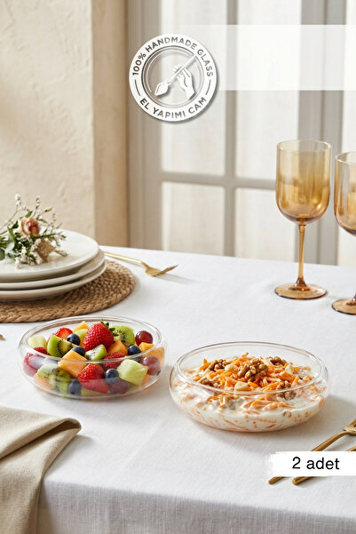 Glamis Selen Concept Icon Model Small Size Handmade Glass Salad Bowl Set of 2