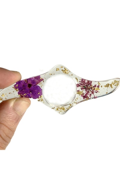 Choice حاملات صفحات كتب من الراتنج على شكل زهور مجففة، لون بنفسجي - قطعة واحد...