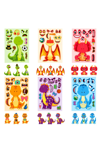 Choice ٦ قطع أو ١٢ قطعة من ملصقات أحجية الديناصورات لتغيير الوجوه، ألعاب أطفا...