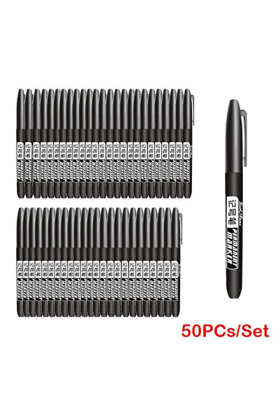 Choice ٥٠ قلم تحديد دائم أسود، ٦ أقلام/مجموعة، رأس رفيع، مقاوم للماء، رأس رفي...