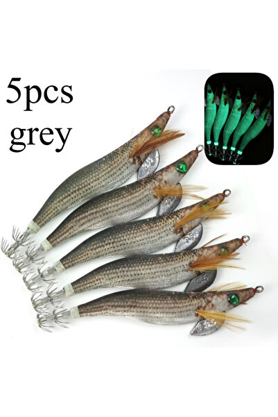 Choice طُعم صيد روبيان رمادي - 5 قطع، 13 سم/21 غرام، طُعم صيد روبيان مضيء، طُ...