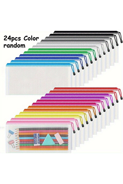 Choice 24 قطعة من حافظات الأقلام بألوان عشوائية، 23.62 سم × 11.43 سم، حافظة أ...