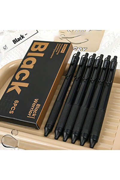 Choice قلم حبر جاف أسود 0.5 مم، 6 قطع، قابل للسحب، مزود بمقبض سيليكون ورأس ST...