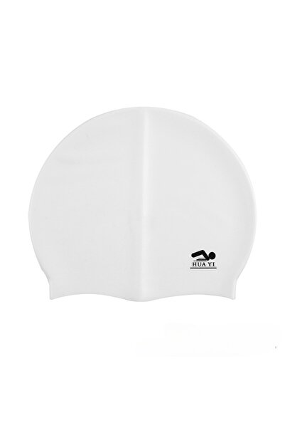 Choice One Size WHITE Silicone Elastic Swimming Cap Waterproof Swim Hat for M...