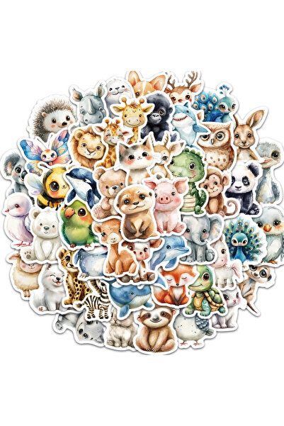 Choice 50PCS 50PCS Beautiful Cute Watercolor Animal Graffiti Stickers Scrapbo...