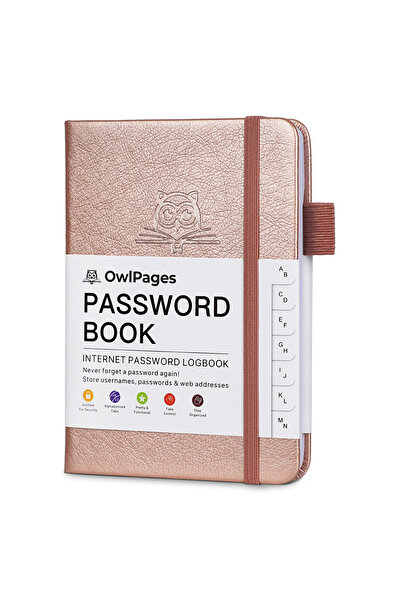 Choice Rose Golden Password Book with Alphabetical tabs. Hardcover Password K...