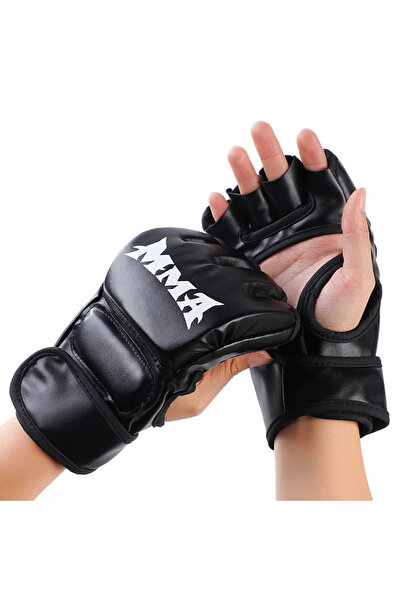 Choice Black 1 Pair Of Pu Boxing Gloves Mma Gloves Half Finger Sandbag Taekwo...