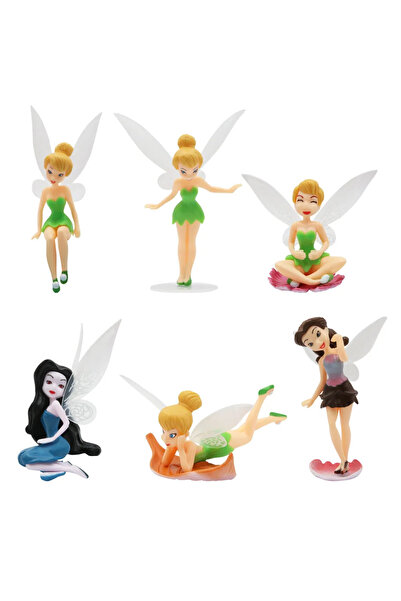 BANDAI مجموعة من 6 قطع من شخصيات تينكربيل الخيالية للبنات، مصنوعة من مادة PVC...