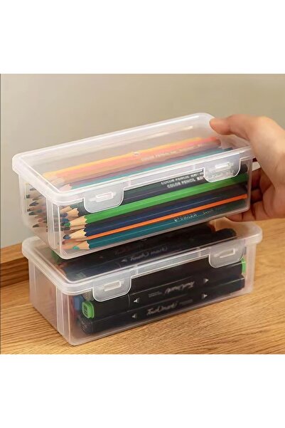Choice علبة أقلام رصاص بلاستيكية شفافة للطلاب، قطعتان أو 1/3/6 قطع، بدون طباعة.