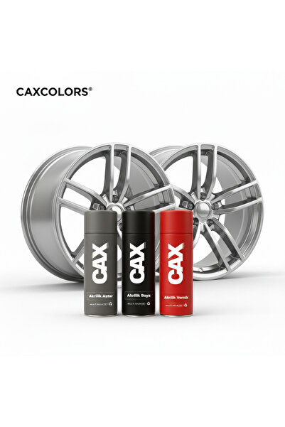 caxcolors Metalik gümüş gri Jant Boyama Seti - 3'lü Avantajlı Paket (Akrilik ...