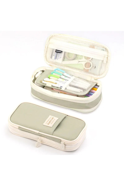 Choice 597 مقلمة أقلام خضراء بنفسجية، حقيبة أقلام كبيرة السعة، طبقتان للطلاب،...