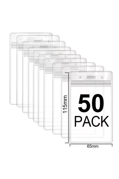 Choice1 A-Clear 50PCS 1/50Pcs Waterproof Transparent Card Holder Name Tag ID ...