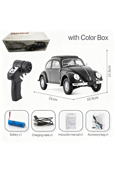 Choice سيارة تحكم عن بعد كلاسيكية بمقياس 1/16، موديل D62mini، لون أسود، سيارة...