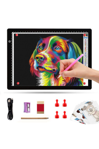 Choice صندوق إضاءة LED محمول فائق النحافة بحجم A4 أسود، لوحة إضاءة LED مزودة ...