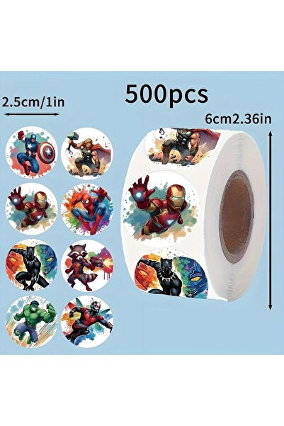 Miniso ملصقات كرتونية خضراء، 500 قطعة/لفة، بتصميم أبطال الأنمي المنتقمون، منا...