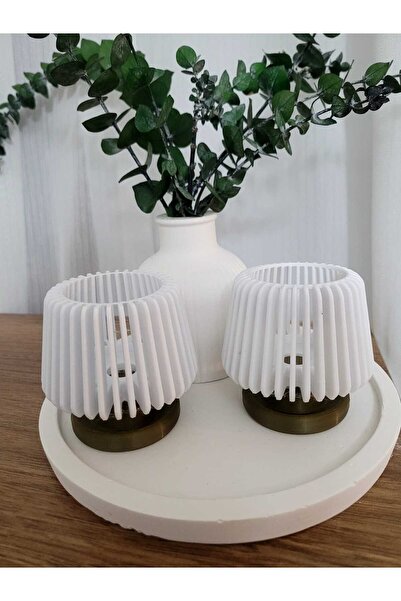 METU SHOP Dekoratif İkili Mumluk Seti Şık Aydınlatma 7.5 cm Lüks Görünüm Pill...