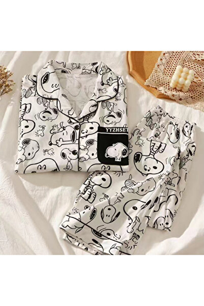 Choice XXL 67.5-72.5KG Snoopy Snoopy Cartoon Spring Autumn Pajamas Long Sleev...