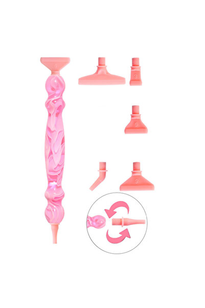 Choice D Pink 6 Plastic Resin Diamond Paint Brush Kit with 6 Interchangeable ...