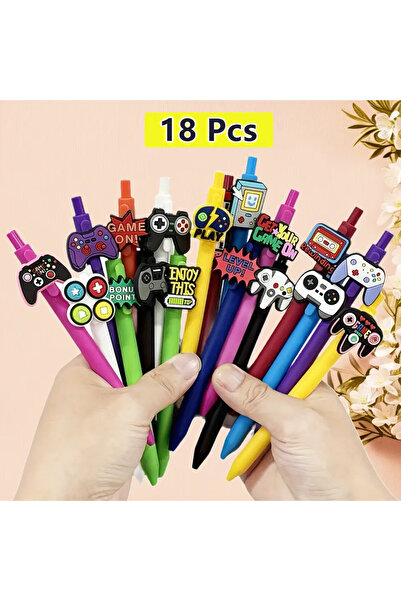Choice ١٨ قلم حبر جاف مرح، ٦/١٢/١٨ قطعة، أقلام قابلة للسحب بتصميم وحدة تحكم أ...