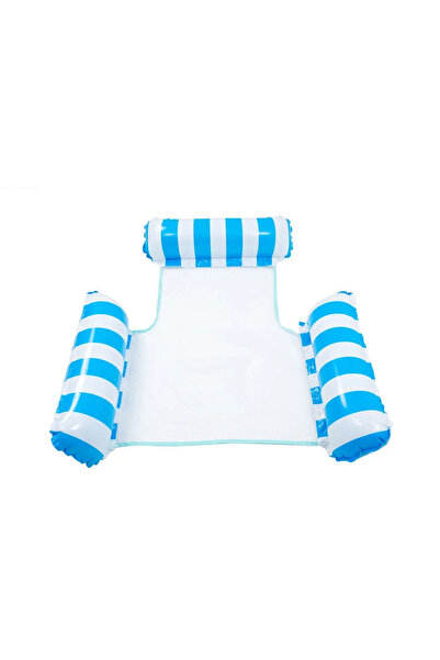 Choice مرتبة مائية زرقاء قابلة للنفخ للبالغين، مسند ظهر قابل للطي، عوامة مخطط...