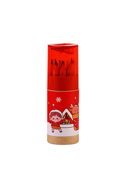 Choice Red 12 Colors Barrel Cartoon Colored Pencils Set Elementary School Dra...