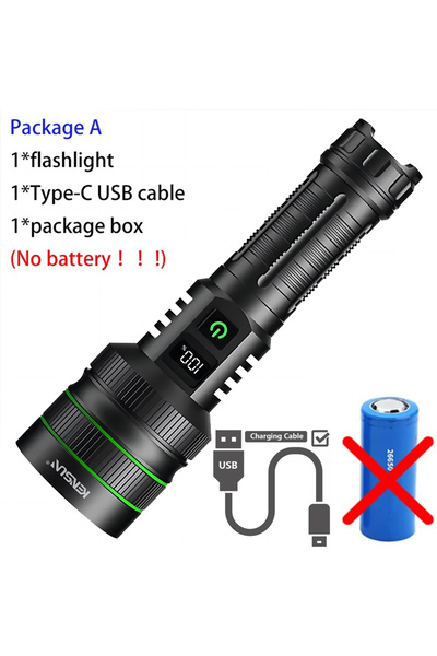 Choice A-No battery High Power LED Flashlight Strong Light Lantern USB Rechar...
