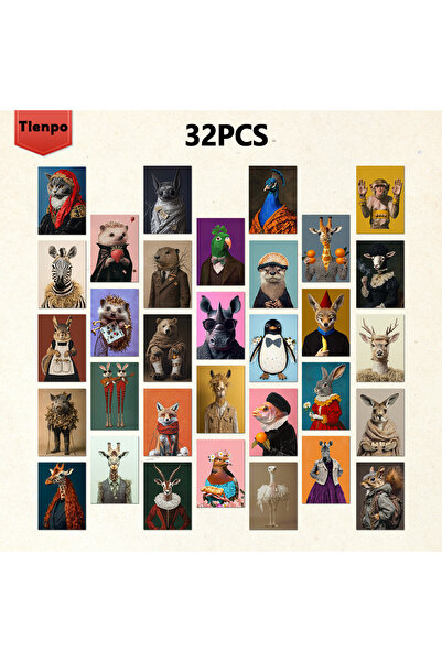 Choice مجموعة متنوعة الألوان من 32 بطاقة بريدية إبداعية من عالم الحيوانات، هد...