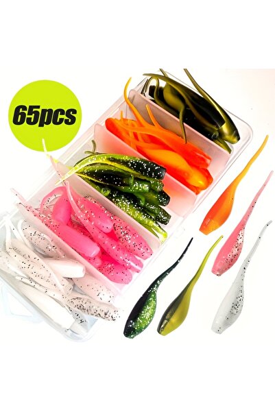 Choice 65 قطعة مع علبة، طقم طعوم صيد ناعمة من تاكباس - طعوم سباحة لصيد سمك ال...