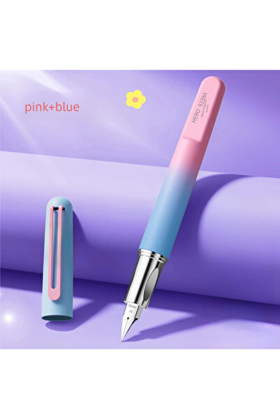 Choice قلم حبر هيرو 9338A، وردي وأزرق، 0.38 مم، بغطاء مغناطيسي متدرج الألوان،...