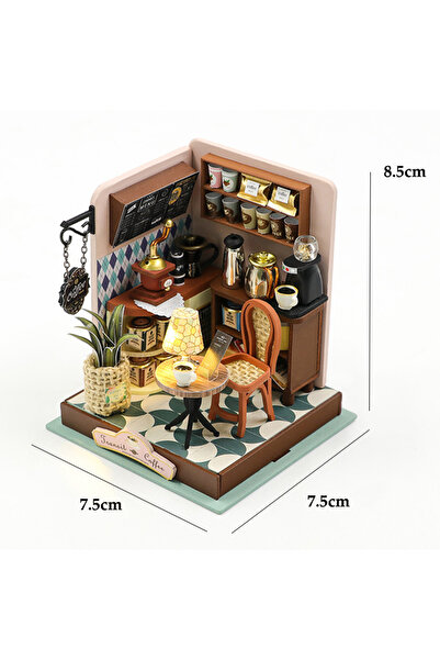 Choice S2301-A No Cover 3D Puzzles Wooden Coffee Shop Mini Dollhouse Kit DIY ...