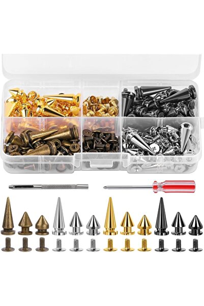 Choice 120 sets FELE Punk Spikes and Studs Kit, 4 Colors Cone Spikes, 3 Sizes...