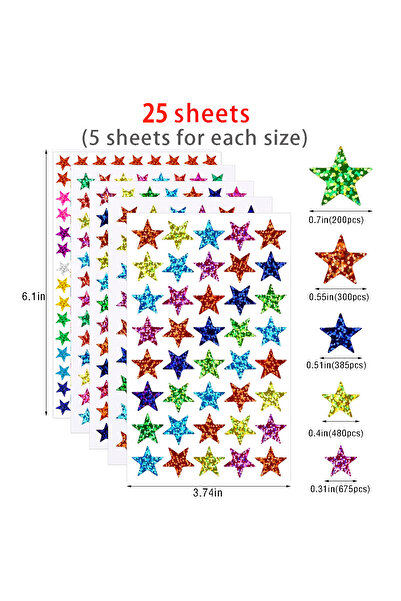 Choice 25 ورقة ملصقات نجوم، 2040 قطعة من النجوم الصغيرة لمكافآت الأطفال، لامع...