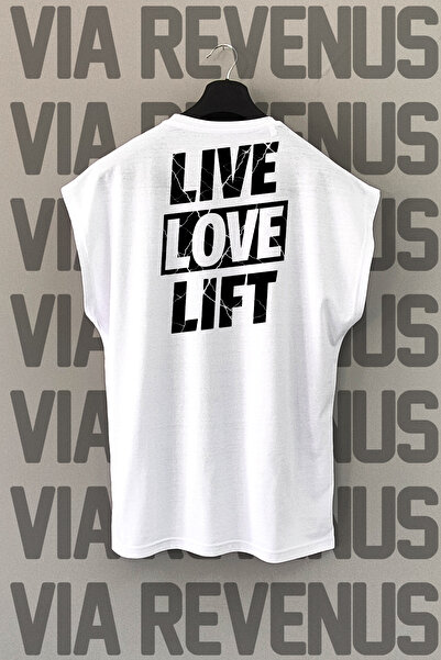 Vordevia Live Love Lift Back Printed Zero Sleeve 100% Cotton Sports Tshirt