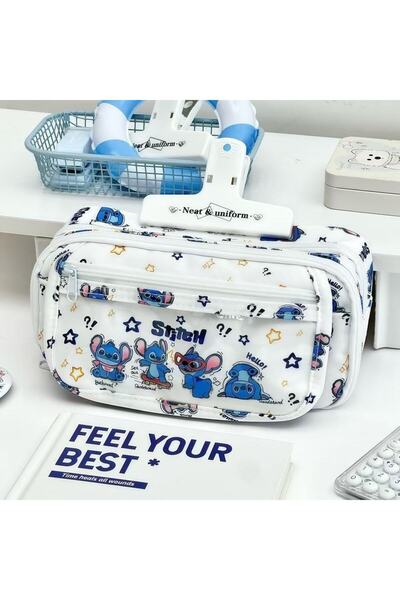Miniso stitch Stitch New Itabag Cartoon Large Capacity Pencil Bag Multi-layer...