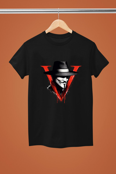 MAGORS V for Vendetta Printed 100% Cotton Short Sleeve Regular Fit T-Shirt