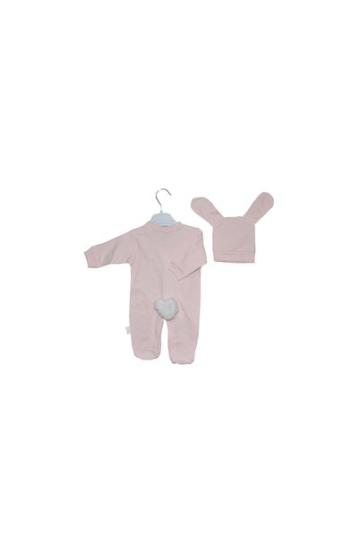 ASLİN STORE Baby Rabbit Themed Romper and Hat Set with Pompom Ears