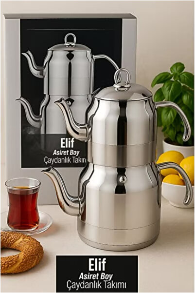 Rivorn Şahane Aşiret Mega Boy Çelik Çaydanlık Takımı-Metal Renk – Alt 4 Litre...